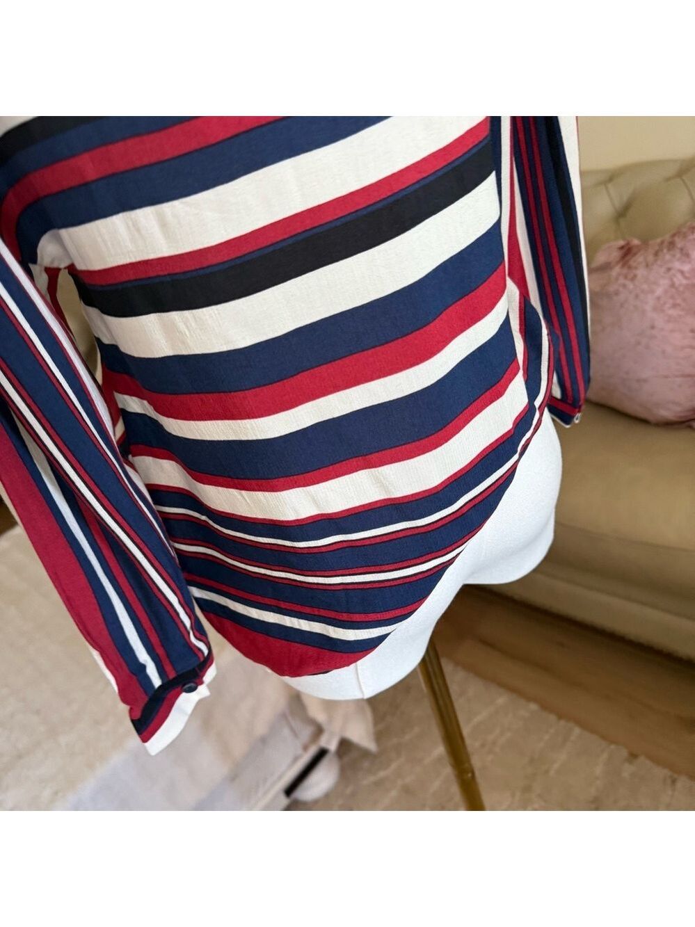ZARA Striped V-Neck Top - Picture 3 of 13